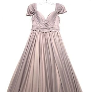 Kleinfeld Bridesmaid Dress Womens 2 Zinc Bra Padded Surplice Neck Cold Shoulder